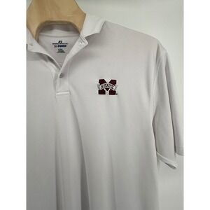 Russell Athletic Mississippi State Bulldogs Dri Power Polo Shirt XXL White